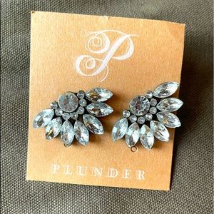 Crystal fan stud Denise earrings from Plunder, new in box, never worn